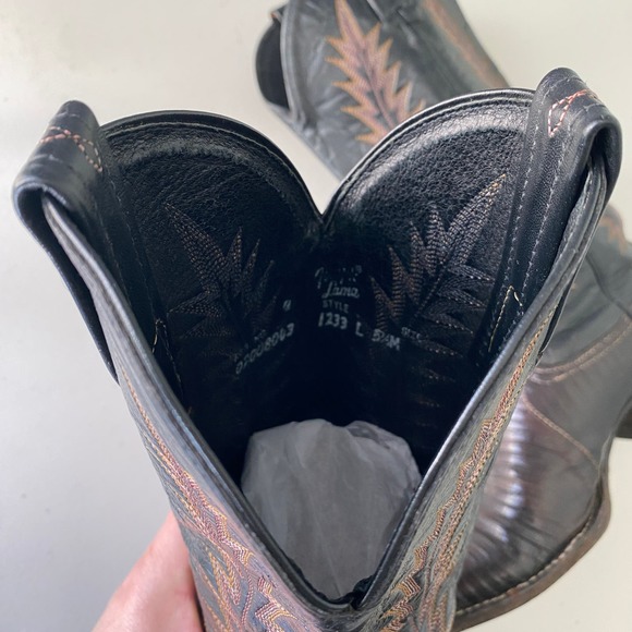 Vintage 1970s Tony Lama Cowboy Boots Teju Lizard Women's Dark Brown Size 5.5 M - Picture 9 of 14